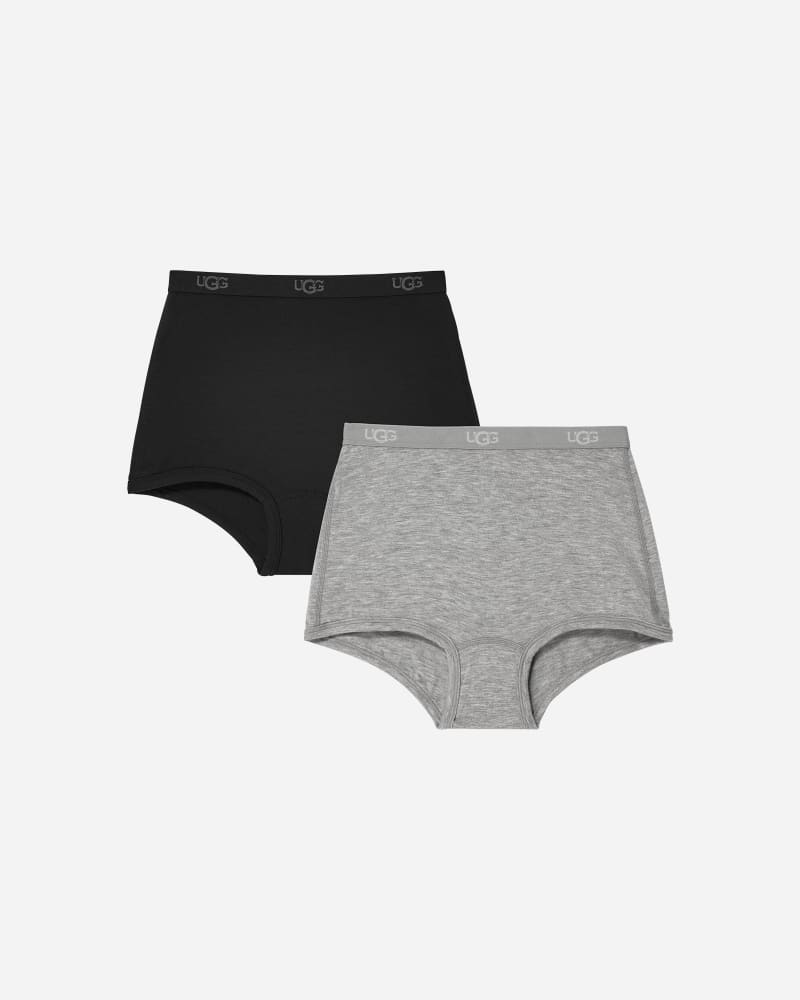 UGG Desiray Boy Short 2 Pack in Black And Grey Heather